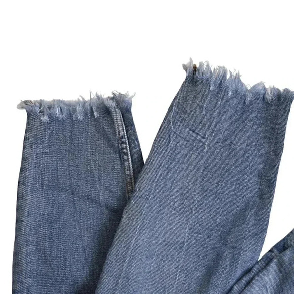 Zara Skinny Jeans Premium 80's Erna  Blue Denim Distressed Frayed Hem Size 6 - Picture 9 of 9